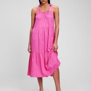 Gap Pink Tie Shoulder Maxi Dress